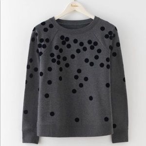 Boden Charcoal Gray + Black Velvet Dot Sweatshirt